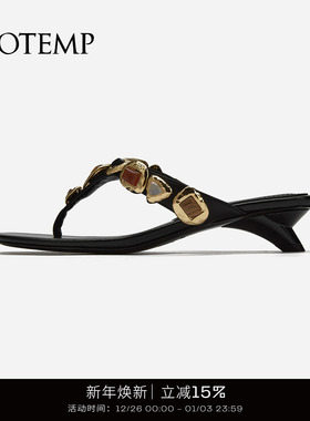 cotemp Eunoia Agate25SS款手缝宝石人字拖平底分趾凉拖鞋