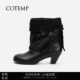 25款 cotemp Winfair 翻折圆头褶皱靴短靴高跟靴堆堆靴子女