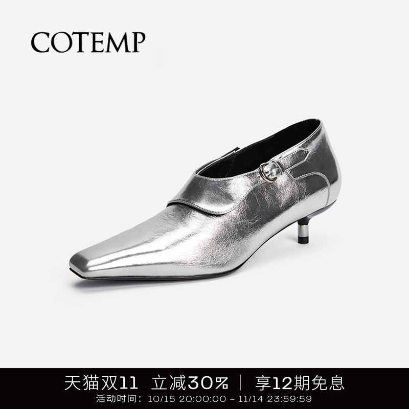 cotemp复古脚裸靴猫跟
