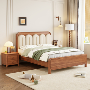 儿童床金丝檀软包环保简奢全实木男女孩1.2美式 1.35储物1.5双人床