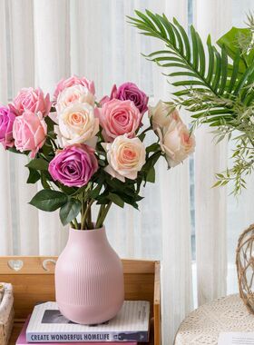 手感甜心玫瑰INS风仿真花厂家家居装饰跨境婚庆假花MW60004