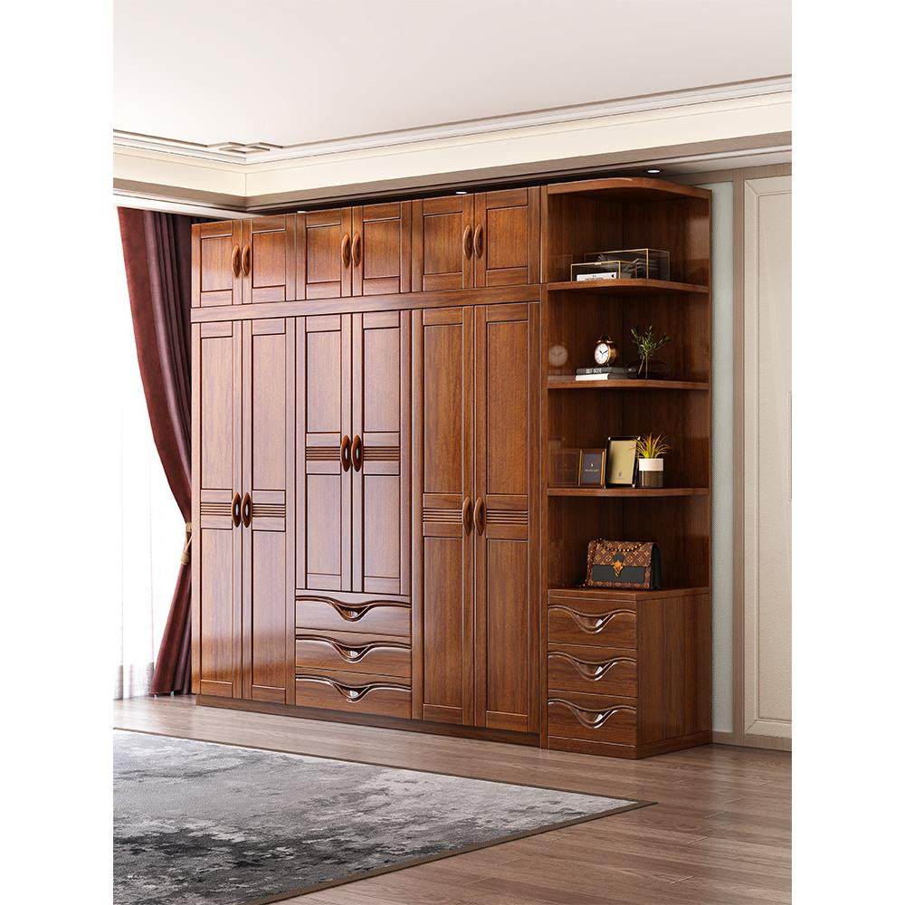 中式胡桃木实木衣柜家用卧室大容量小户型三四五六门收纳储物衣橱,住宅家具,独立衣柜,淘宝优惠券,粉丝福利购,淘宝优惠卷