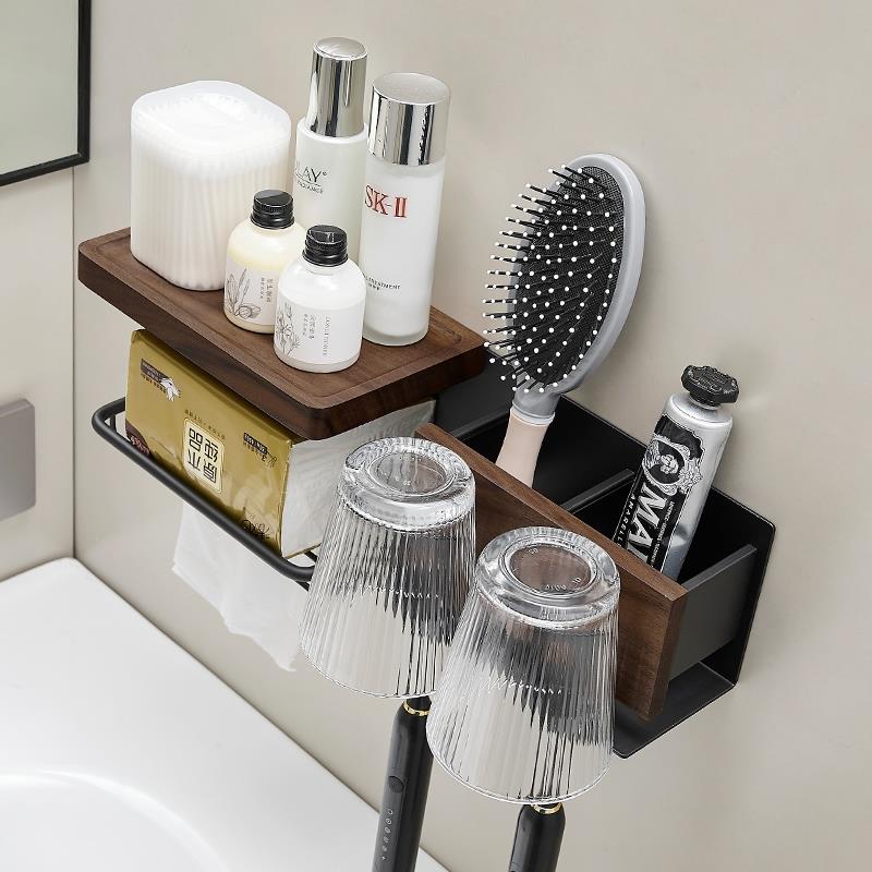 化妆室洗漱台牙刷置物架壁挂式洗脸巾牙膏牙杯漱口杯挂架收纳杯子