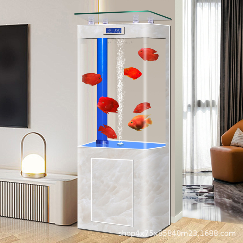 新款底过滤鱼缸客厅家用中小型隐藏式增氧金鱼缸高清玻璃缸免换水