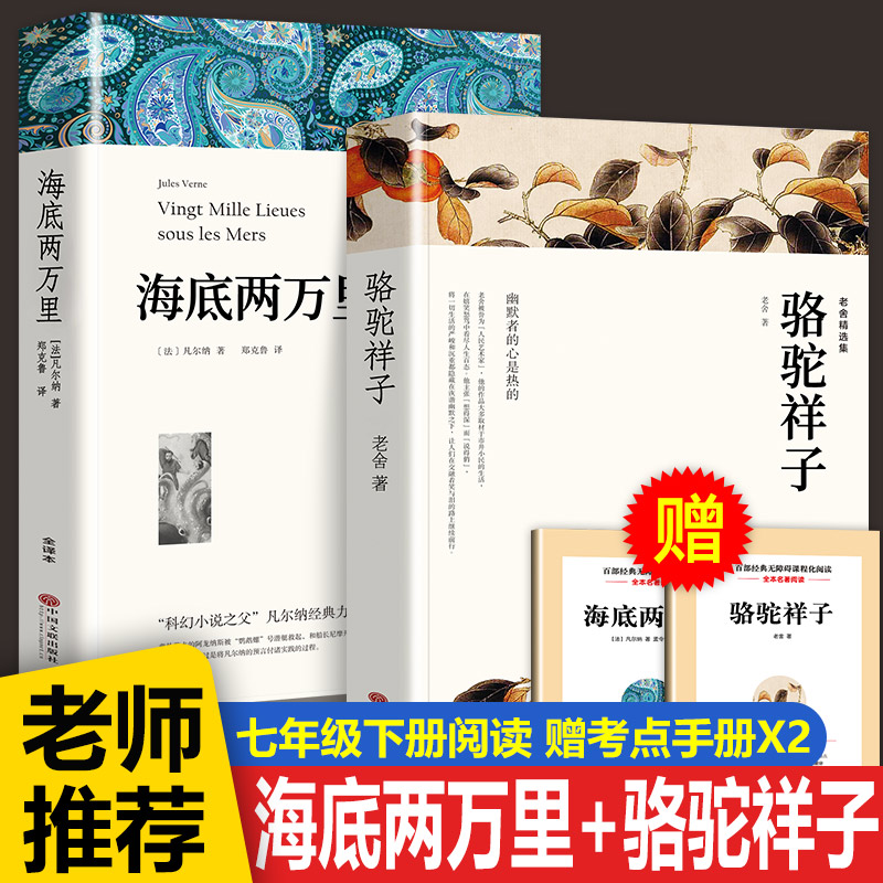 海底两万里骆驼祥子七年级下册读课外书名著 全2册初一课外阅读书籍正版凡尔纳老舍完整版课外阅读经典书目人教版七下课外阅读书 书籍/杂志/报纸 世界名著 原图主图