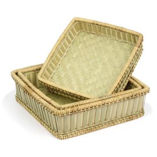 竹编托盘正方形竹筐收纳竹篮竹编家用竹编制品藤编水果篮竹簸箕