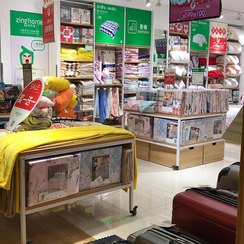 商场百货床上用品货架家纺用品展示货架自然醒床上四件套陈列架