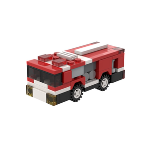 国产小颗粒积木兼容通用moc 迷你小型救护车 消防车 校车拼装玩具