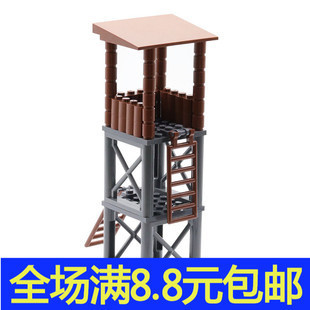 国产小颗粒积木moc吃鸡游戏哨塔模型拼装玩具孩子礼物益智