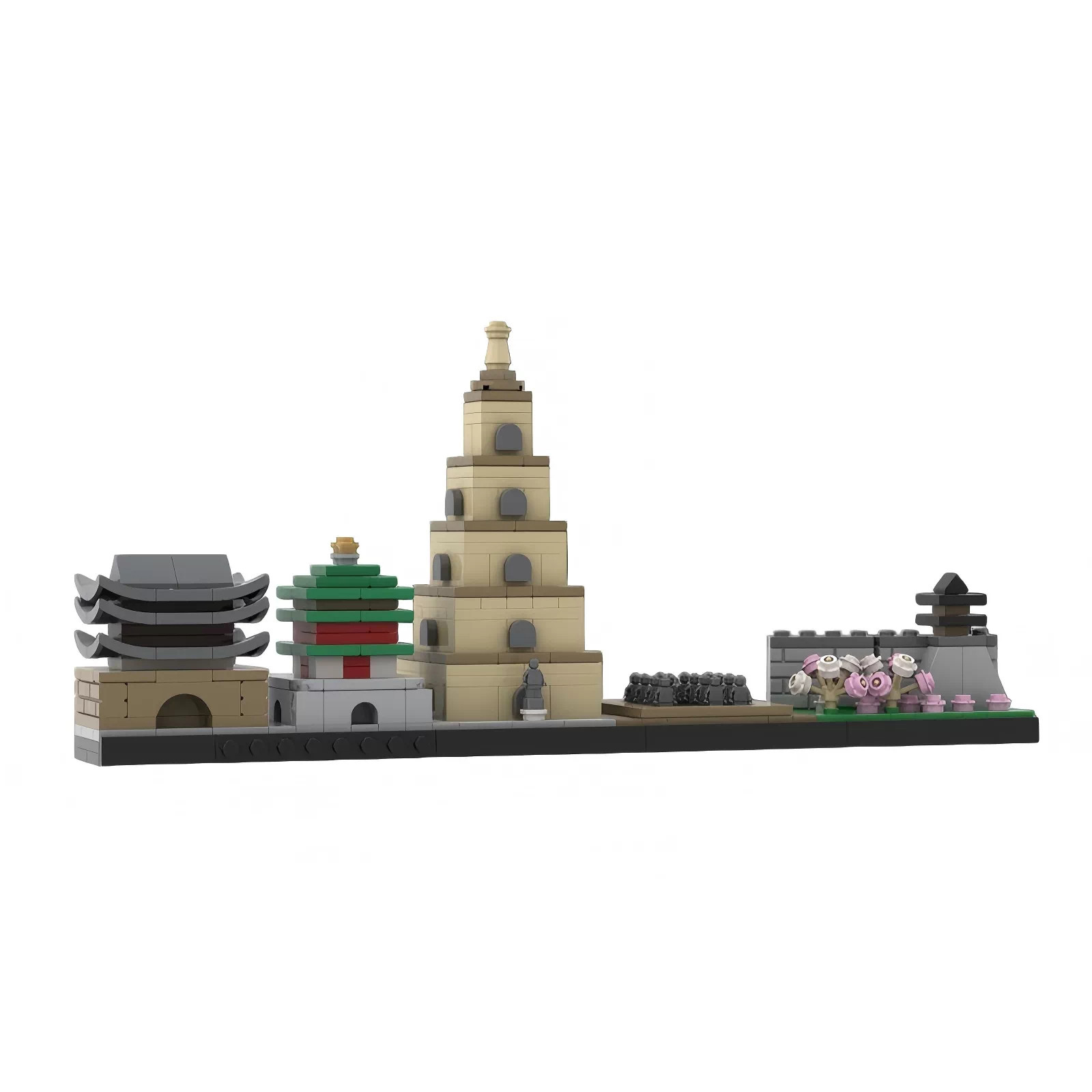 国产小颗粒积木 西安城市天际线模型拼插益智 城墙 钟楼 鼓楼