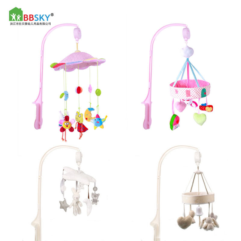 婴儿五角星毛绒兔子熊旋转音乐床头铃八音盒床铃婴儿床玩具