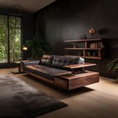 新中式 北美黑胡桃木沙发定制 简约实木直排客厅民宿样板间沙发