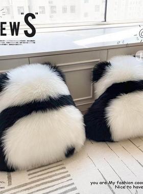 7K1彷F767T969羊熊猫背影抱可爱床头靠垫毛沙发垫客厅靠枕飘窗枕