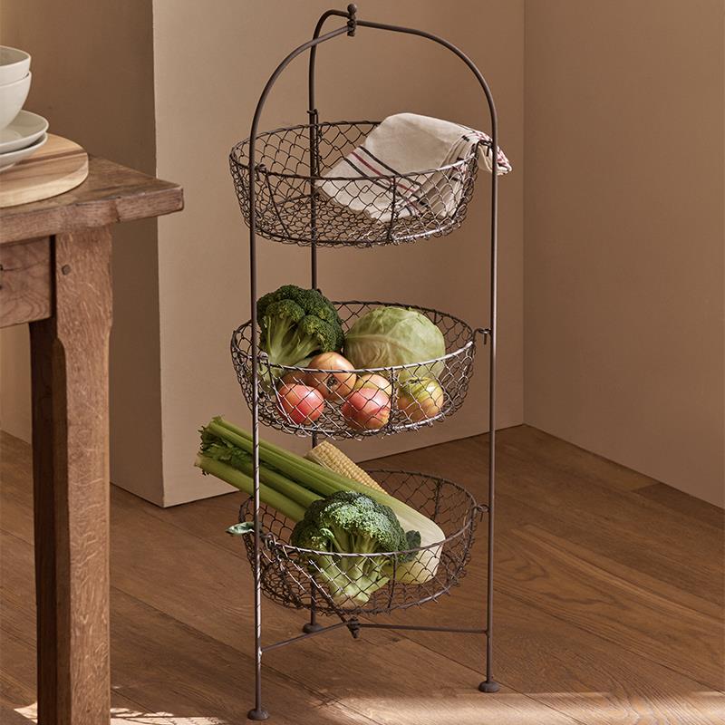 铁艺厨房菜篮子置物架家用蔬菜水果收纳篮多层落地展示架置物架