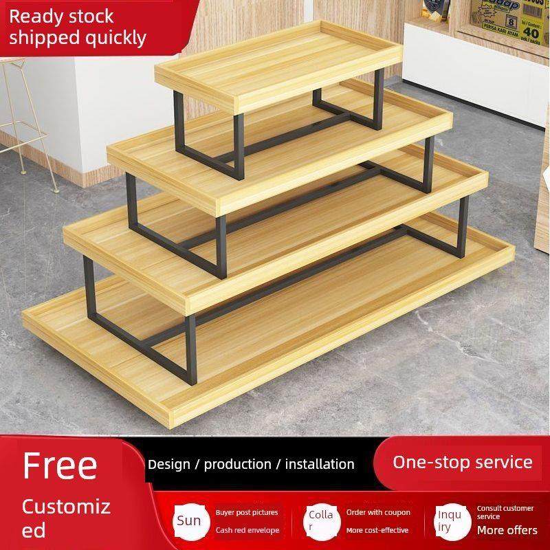 中岛台展示台化妆品饮料流水台超市四层摆台展示架零食柜多层柜子