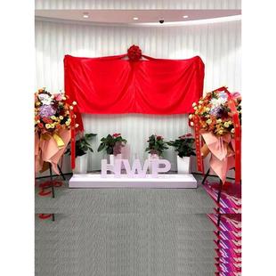 开业揭幕红布剪彩套装揭牌仪式绸缎布定制大红花球公司牌匾花球