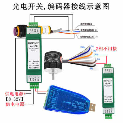 维君瑞1路编码器脉冲信号计数器计米器2DI高速ModbusRTU模块WJ150