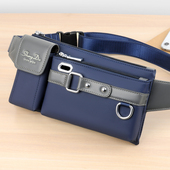 新款 轻便腰包男运动休闲胸包多功能手机包防水布包大容量斜挎包潮