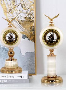 欧式轻奢钟表座钟摆件美式复古创意办公室桌面台钟家居卧室装饰品