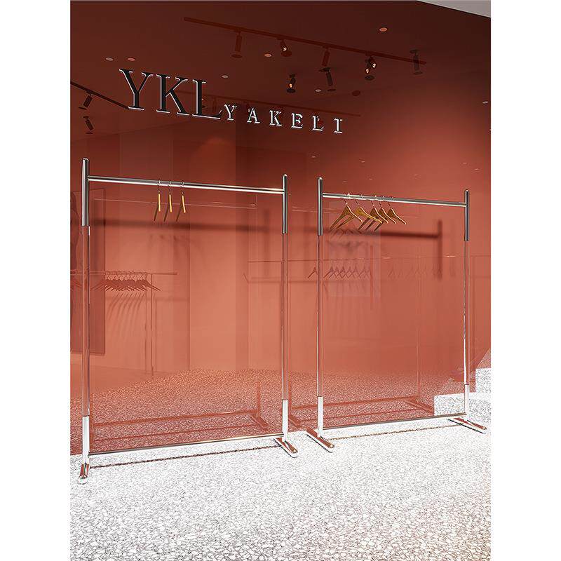 服装店展示架落地式不锈钢亚克力挂衣服陈列架子女装店铺装修货架