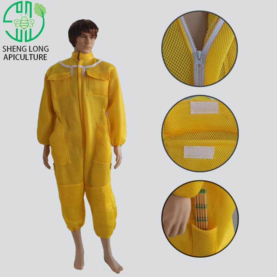 养蜜蜂用工具蜂衣防蜂服身体防护服连体太空服黄色防蜂衣