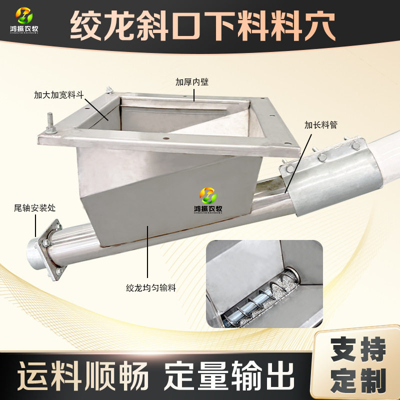 养殖料线下料口 料塔配件自动料线不锈钢料穴下料器绞龙料靴斜口图片