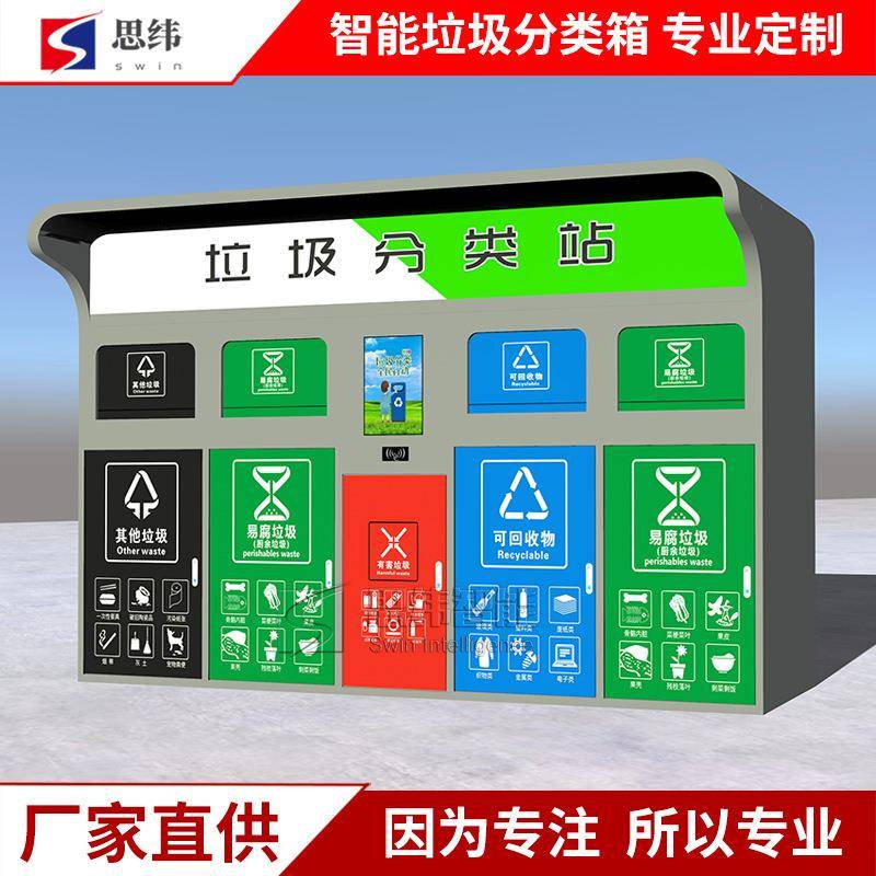 智能垃圾分类箱社区生活垃圾投放站收集房自动感应开门分类垃圾箱