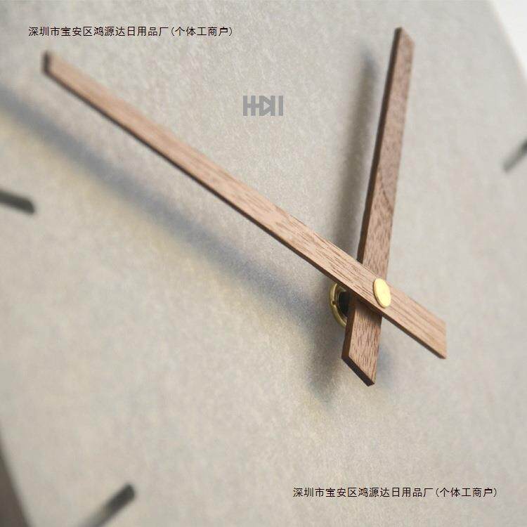 胡桃木指针极简挂表一一加圆形静音灰色水泥钟表北欧挂钟客厅包邮