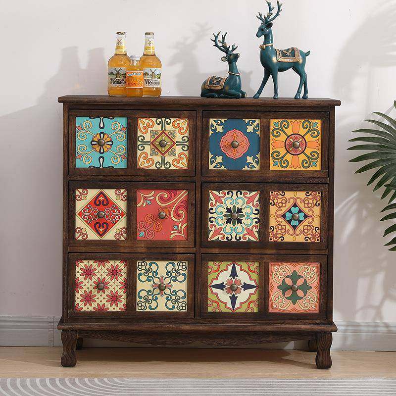 美式复古实木储物柜客厅抽屉式收纳柜彩绘斗柜卧室木质置物柜阳台,鲜花速递/花卉仿真/绿植园艺,割草机/草坪机,淘宝优惠券,粉丝福利购,淘宝优惠卷