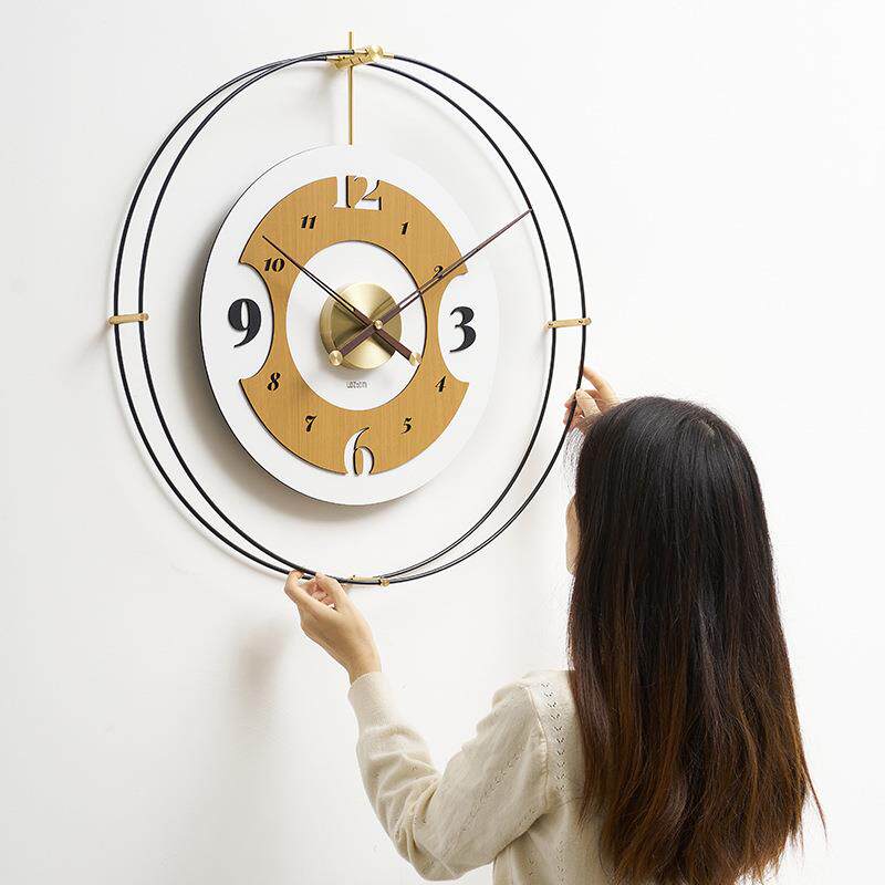 wozoom屋准现代轻奢餐厅装饰画钟表挂钟客厅简约大气时钟挂墙
