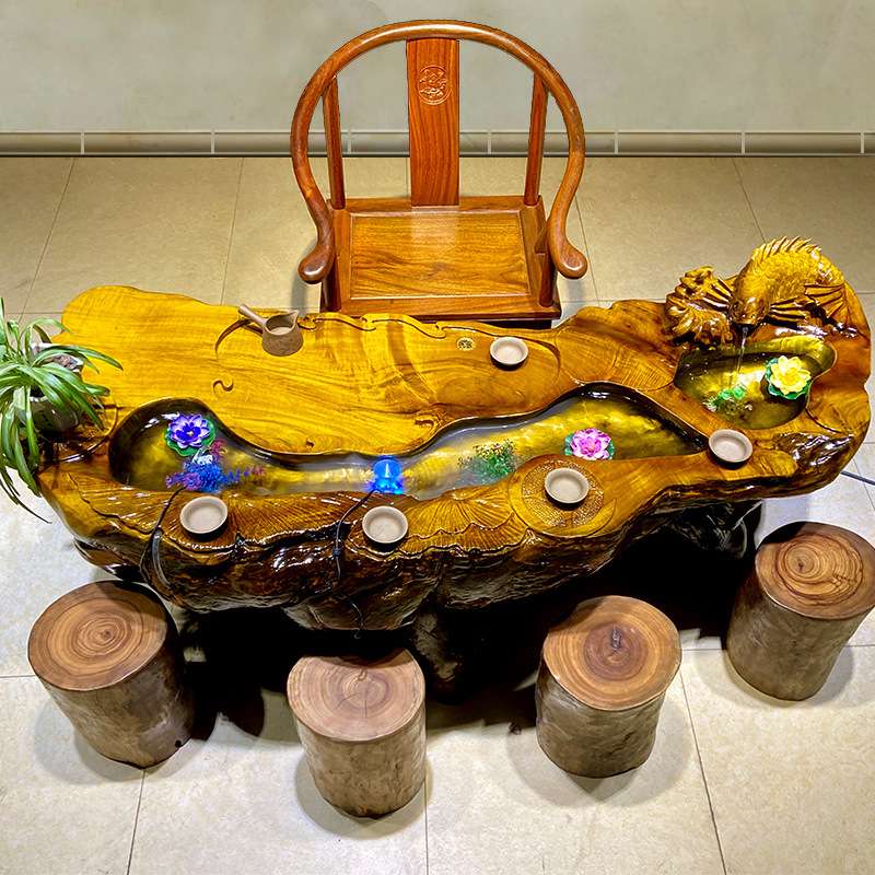金丝楠木树根茶台手工雕刻根雕天然茶桌功夫小型茶几茶海整体实木