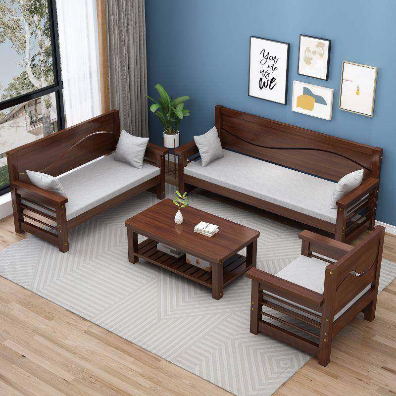 实木沙发组合小户型简约休闲客厅卧室阳台新中式木质沙发靠背长椅