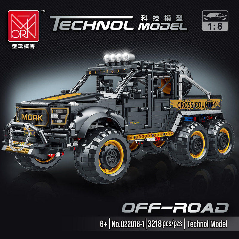 模客新品022016-1猛琴6*6越野车大小颗粒儿童拼插接玩具积木模型