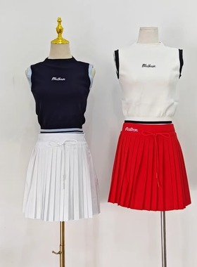 夏季新品韩国malbon高尔夫球裙女士透气舒适百褶时尚短裙速干运动