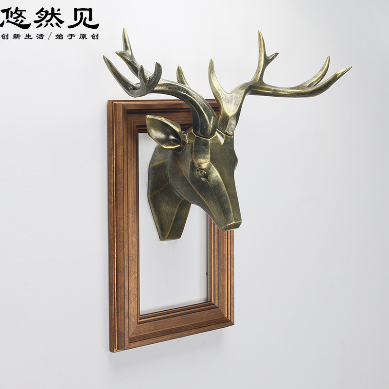 创意现代简约树脂工艺鹿头酒吧客厅墙面装饰立体壁画礼品壁挂清仓图片