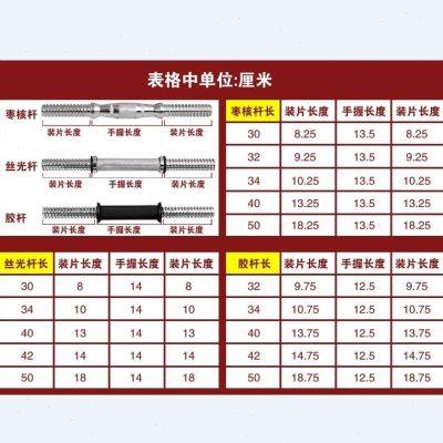 包胶哑铃杆50cm长哑铃杠枣核纯铁哑铃丝光杆双保险螺母连接器配件