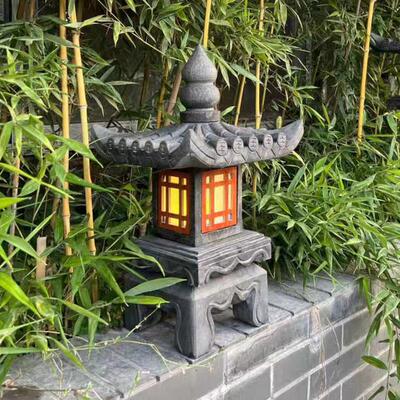 石灯笼日式庭院石灯中式户外太阳能灯青石仿古电石灯庭院石雕摆件