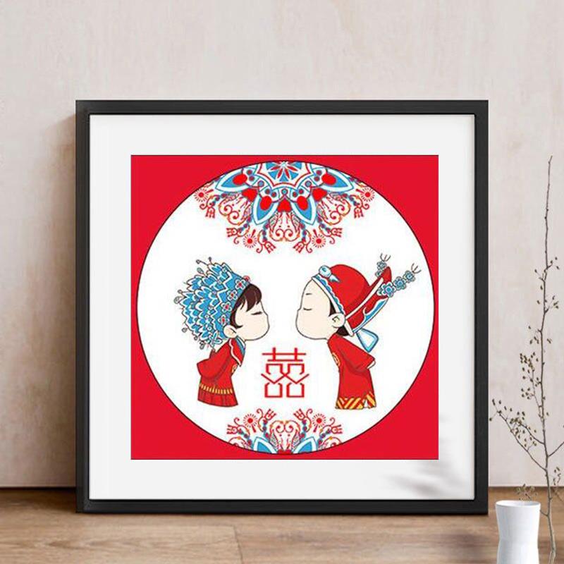 结婚钻石画2024年新款卡通情侣喜庆婚礼5d点钻十字绣客厅卧室满钻