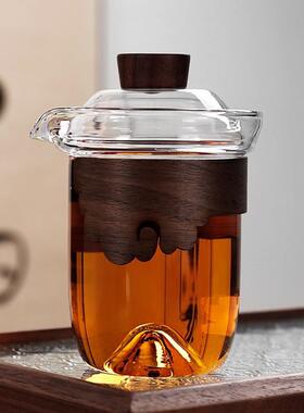 自带过滤隔热玻璃盖碗单个带盖三才茶碗防烫泡茶杯手抓壶单壶茶具