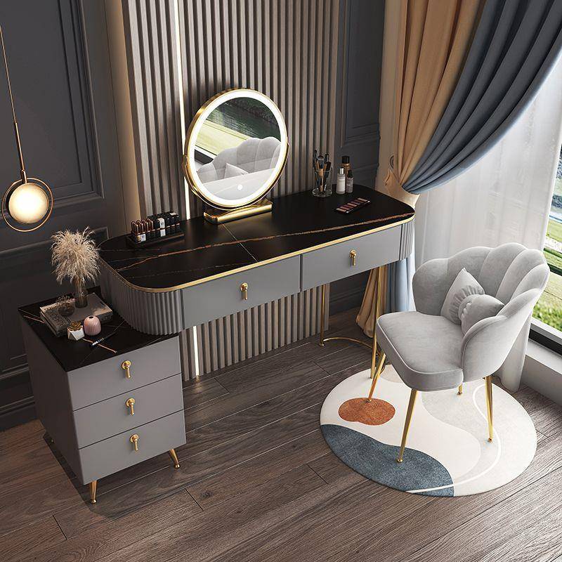 轻奢梳妆台卧室现代简约小户型北欧网红风化妆桌子新款收纳柜一体