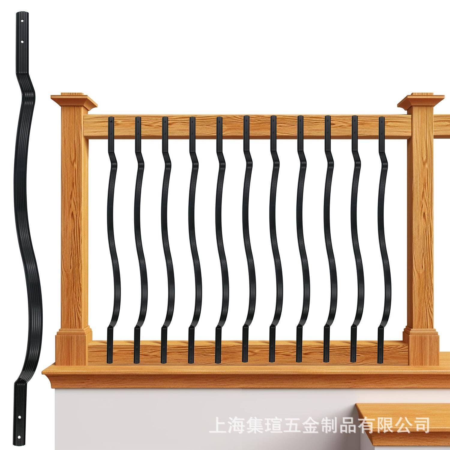 直销甲板护栏波浪形铁艺铝艺别墅楼梯阳台装饰铝栏杆曲面设计