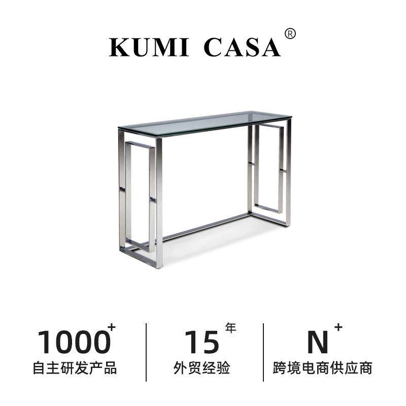 意式玄关台轻奢风现代玄关柜门厅入户不锈钢玄关桌设计师靠墙案几