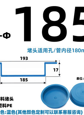 塑料内塞钢管阻流塞堵盖蓝色PE塑料堵孔塞下水管道封口盖防尘保护