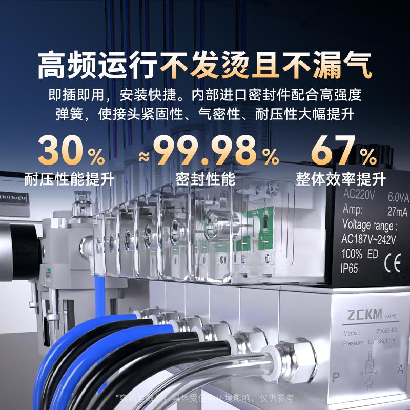 气动电磁阀24v二位二通单向气阀开关阀一进一出控制阀气缸常闭12v