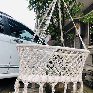 儿童篮阳宝宝吊椅内棉绳摇编织室儿童吊篮85916流苏台秋千