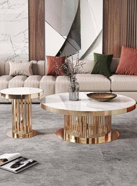 意茶式轻奢大理石岩板茶厅几客小桌子沙发茶桌小户82883型不锈钢