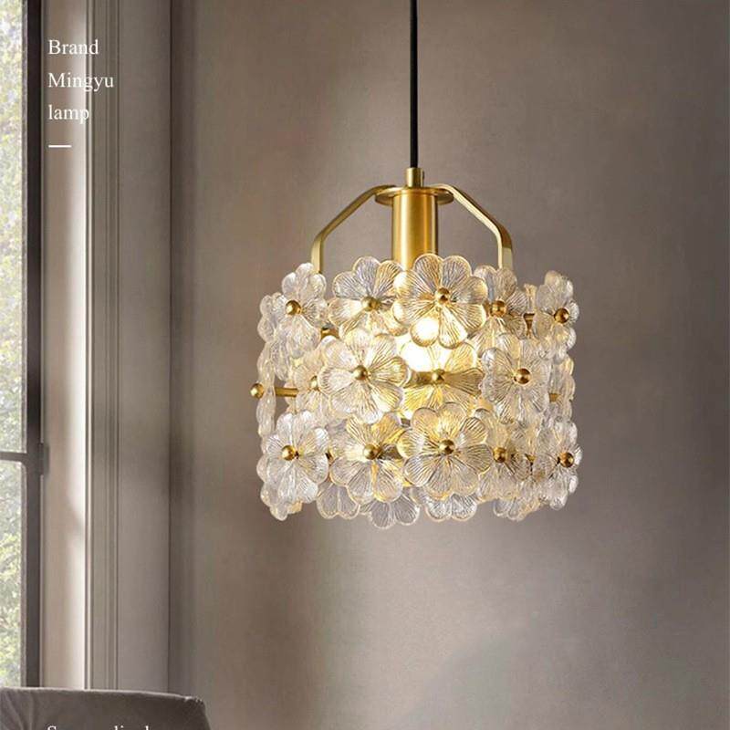 法式小吊玄关飘窗过道水晶灯款单头小灯田园花朵设计师灯室159卧