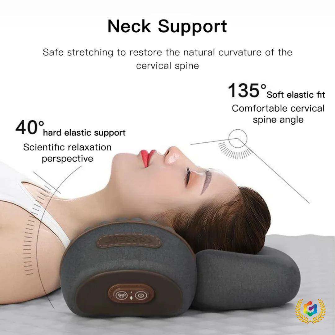 全英文智能热敷按摩牵引三合一按摩枕护颈支撑记忆棉枕头脊椎牵引