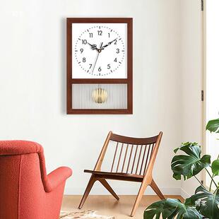 摆原木挂钟摇th$*&hhy座钟表放摆式日式古钟实木复客厅老式挂墙时