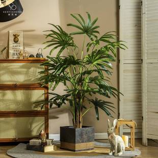 新款仿真棕竹五葵WZK假树绿植盆栽室仿件生植物内客厅装饰摆指盆